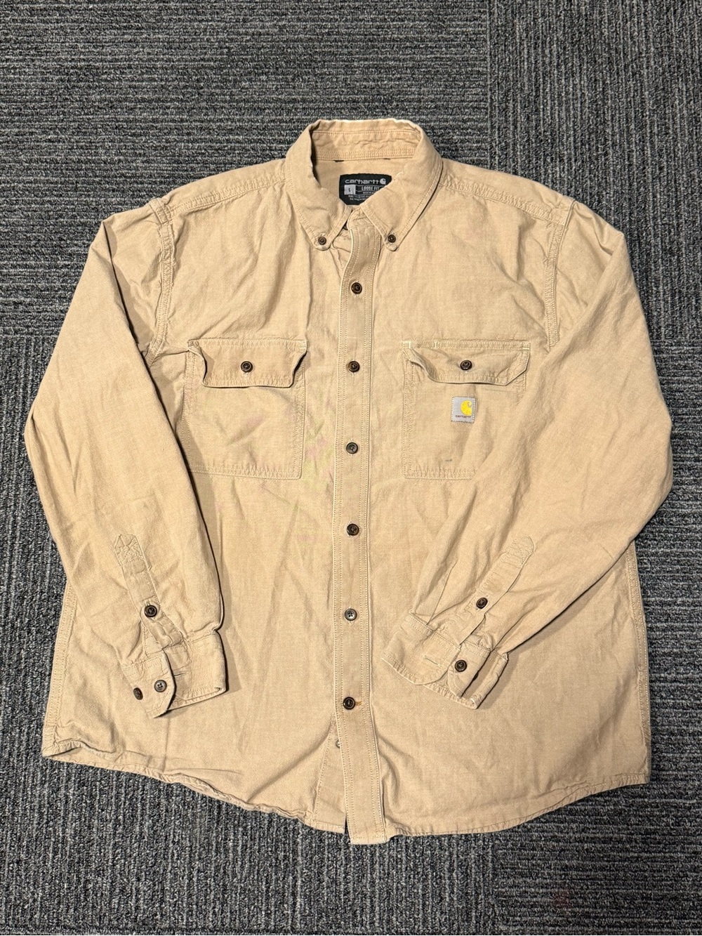 Carhartt Men’s Tan Work Shirt Jacket - Button-Up Long Sleeve